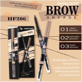 SIVANNA COLORS Crayon Sources Automatique Eyebrow Pencil-HF206 ดินสอเขียนคิ้วหัวเล็ก เขียนคิ้วสวย คมชัด แลดูเป็นธรรมชาติ