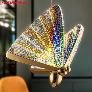 Sunmeiyi Nordic Butterfly โคมไฟข้างเตียงนอนสีทองสําหรับตกแต่งบาร์ร้านอาหารร้านอาหาร