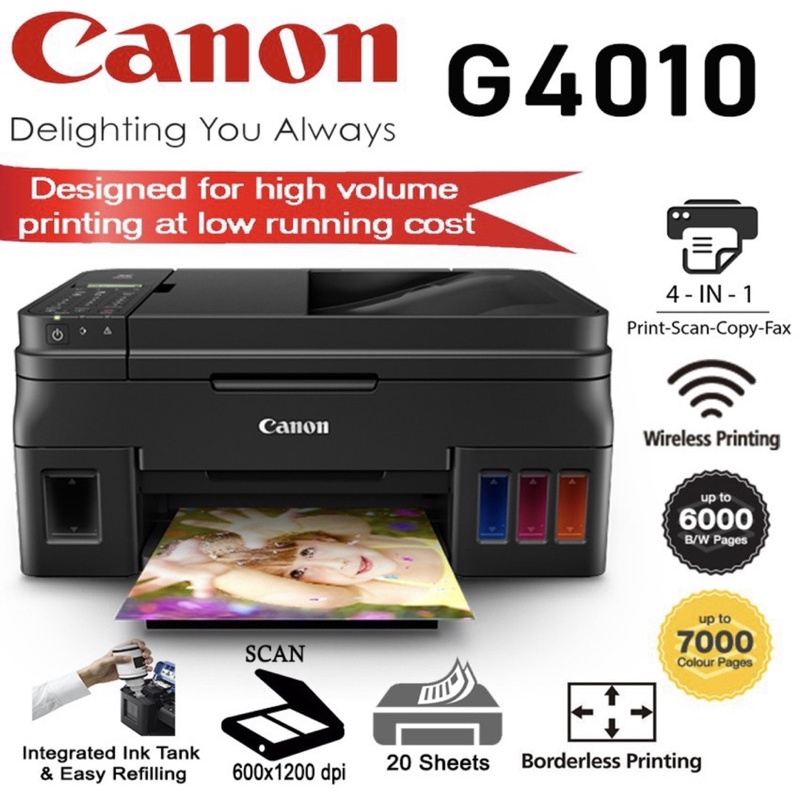 canon G4010 prin - scan - copy - Fax WiFi พร้อมประกันศูนย์canon  2ปี