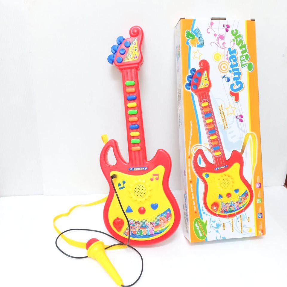 กีตาร์ ใส่ถ่าน มีไมค์ พูดได้ จริง ๆ มีเสียงเพลง เด็ก  ๆ ชอบ แน่นอน ราคากูก เทสสินค้า ตรงปก  719