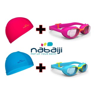 ราคาแว่นตาว่ายน้ำ+หมวกว่ายน้ำ สำหรับเด็ก สุดคุ้ม Nabaiji แท้ 💯%