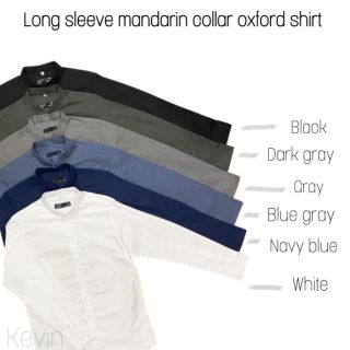 เสื้อคอจีนแขนยาว M-XXXL Long sleeved mandarin collar oxford​ shirt​