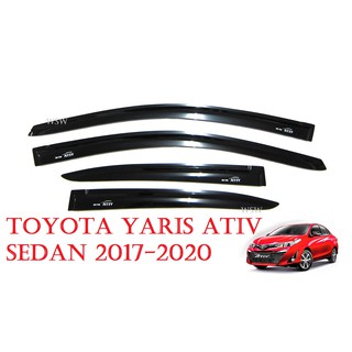 (4ชิ้น) กันสาดประตู โตโยต้า ยาริส ATIV 4ประตู ปี 2017 - 2022 สีดำ Toyota Yaris Windshield กันสาด กันฝน ของแต่งยาริส AO