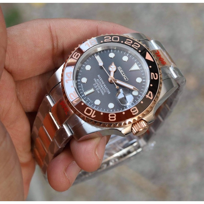 Seiko Modify Root Beer luxury watch ระบบAutomatic กระจกแซฟไฟร์ ดูดีเกินราคา  | Shopee Thailand