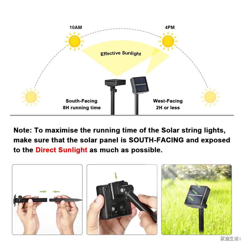 ✗Outdoor Solar String Lights Waterproof Garden Fairy Lights with 8 Lighting Modes for Patio Trees Christmas Wedding Part