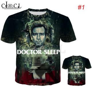 HX Doctor Sleep Horror Movie 3D พิมพ์แฟชั่นเสื้อยืดเสื้อเชิ้ตลายฤดูร้อนบนเสื้อยืด แขนสั้น