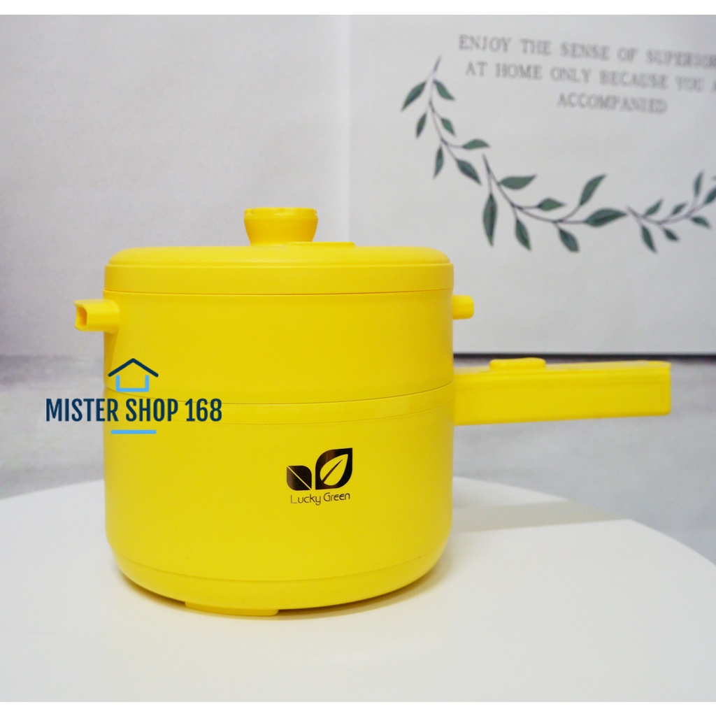 หม้อไฟฟ้า Lucky Green หม้อไฟฟ้า 2L หม้อไฟฟ้าเอกประสงค์ ขนาดพกพาสะดวก