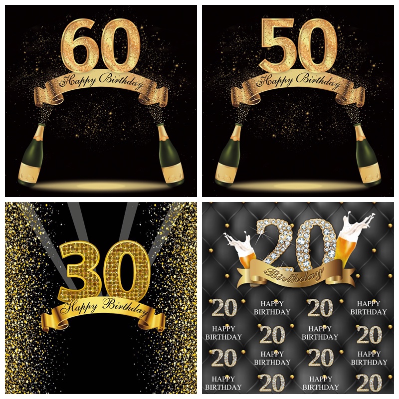 ทอง 50 40 60 70 80th Birthday Party ที่กําหนดเองโปสเตอร์เบียร์ฉลองภาพฉากหลังการถ่ายภาพพื้นหลัง Photo