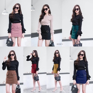 Set เสื้อยืดแขนยาว+กระโปรงสั้น NI6638