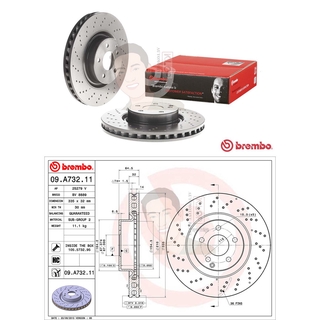 D09 A732 11 จานเบรค ล้อ F (ยี่ห้อ BREMBO) รุ่น HC UV Dr Benz W221 S250-600 ปี2006-2013***ราคาต่อข้าง