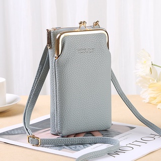 New mobile phone bag womens small bag vertical zipper wallet Korean fashion lychee large capacity single shoulder diagonal cross bag