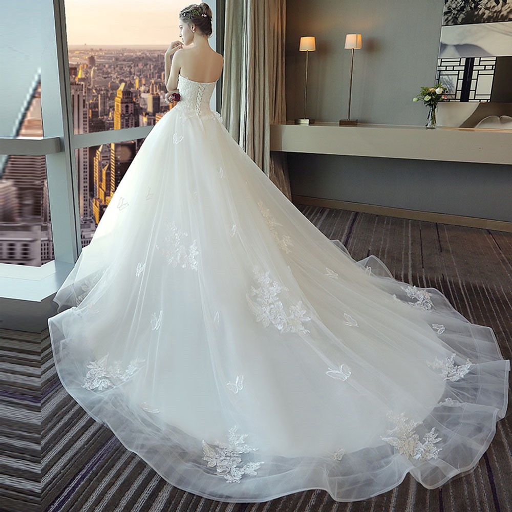 ชุดแต่งงาน wedding dress trailing princess dream 2018new summer A103