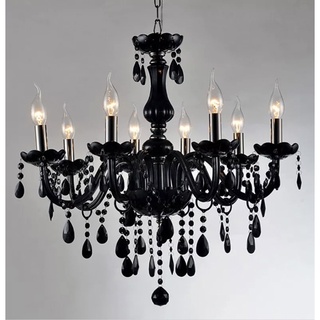 Chandeliers คริสตัลรุ่นคลาสสิคสีดำ สไตล์ยุโรป