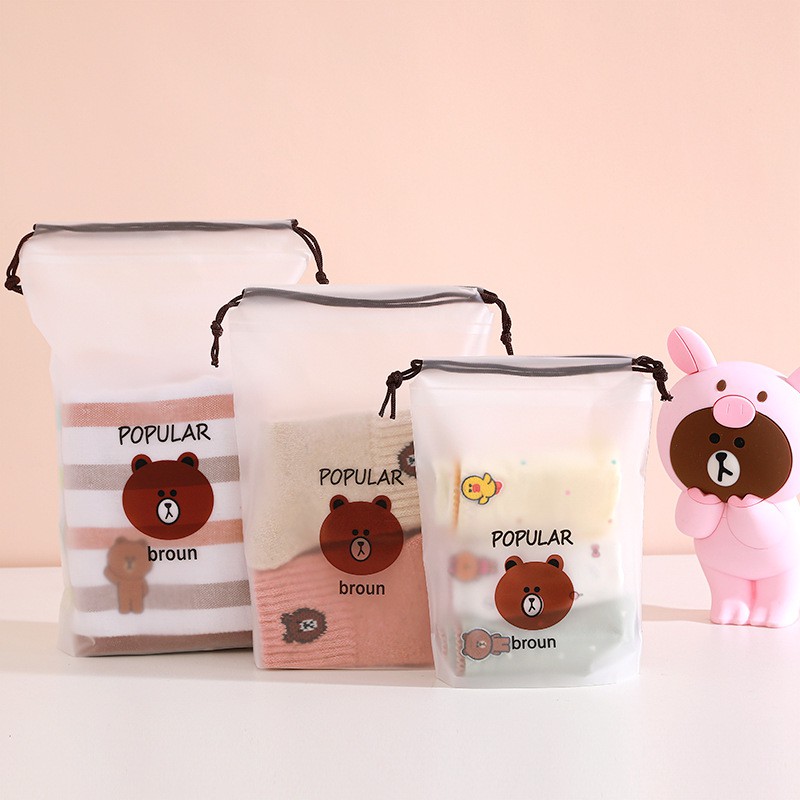🔥พร้อมส่ง🔥ถุงหูรูดใส่ของ ถุงหมีบราวน์