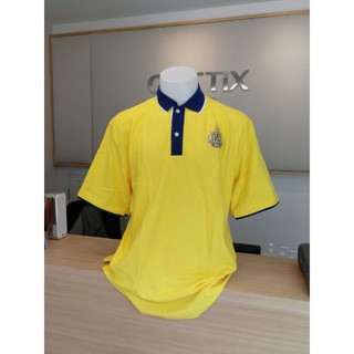 เสื้อโปโลเหลืองปักตราสัญไซด์พิเศษ ผู้ชาย 3XL อก 48 นิ้ว