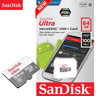 SanDisk Ultra microSDHC SQUNR 64GB C10 UHS-1 7Y แท้ประกันศูนย์