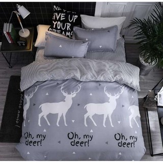 Sweet Kip Bedding ผ้าปูที่นอนขนาด 3.5ฟุต, 5ฟุต, 6ฟุต พร้อมผ้านวมขนาด 180 x 220 เซ็นติเมตร รวม 6 ชิ้น ลายmy deer