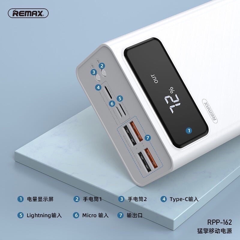 REMAX RPP-162 POWER BANK 50000mAh 40000mAh 4USB LEDของแท้100 พร้อมส่ง ...