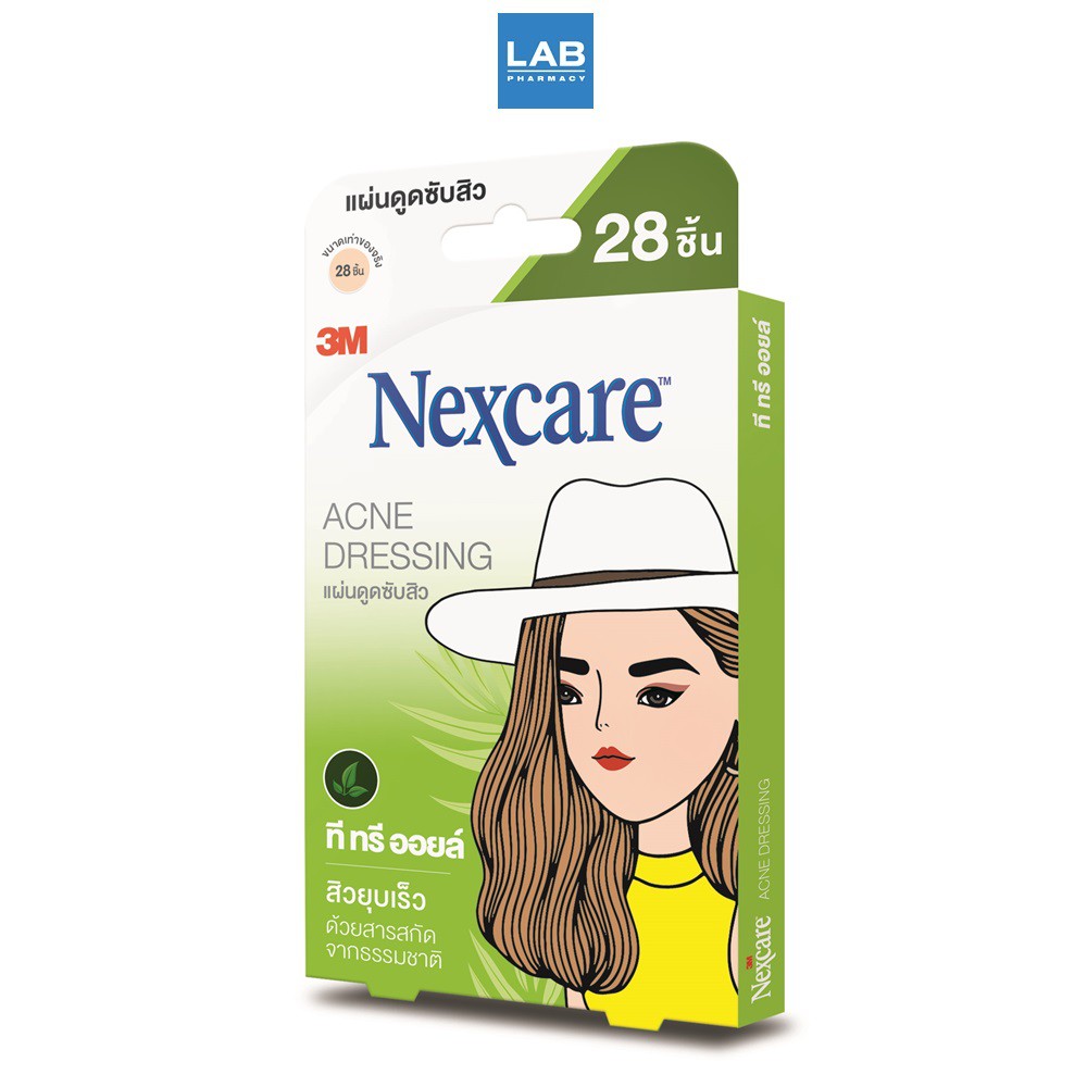 3M Nexcare Acne Dressing Tea Tree Oil 28s - แผ่นซับสิว สูตร Tea Tree Oil ช่วยให้สิวยุบเร็ว