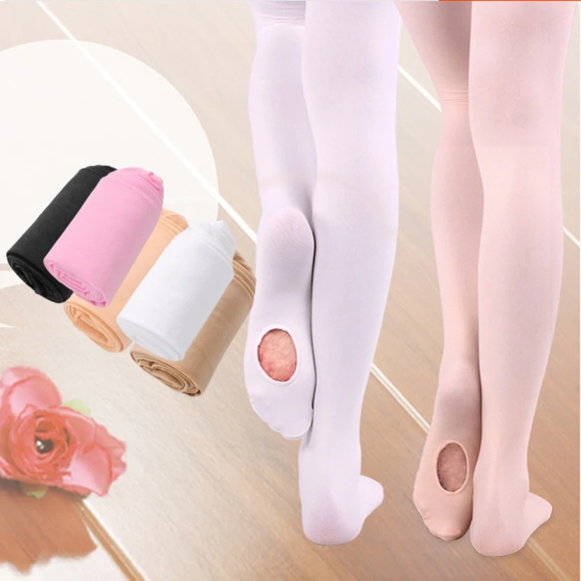 บัลเล ่ ต ์ Professional กํามะหยี ่ ถุงเท ้ า Pantyhose สาวฝึกเต ้ นรําถุงน ่ องพื ้ นรองเท ้ ามีรู