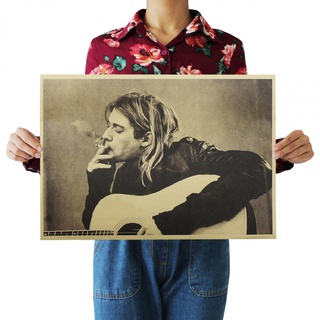 โปสเตอร์กระดาษคราฟท์ ลาย Cobain Nirvana Nostalgic สําหรับตกแต่งบ้าน บาร์ ร้านกาแฟ