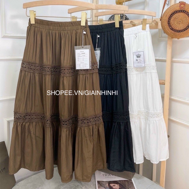 กระโปรงยาวเอวยางยืด CV1810-C4TH - NhiNhi Shop