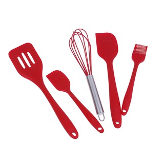 5Pcs Kitchen Tools Set 5 ชิ้น ซิลิโคน ด้ามตะกร้อมือและไม้หนี ทนความร้อนได้สูง