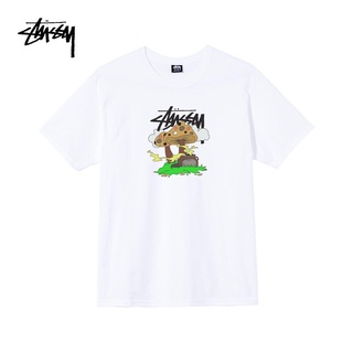 เสื้อยืดผู้หญิง STUSSY เสื้อยืดแขนสั้น พิมพ์ลายโลโก้เห็ด แฟชั่นฤดูใบไม้ผลิ และฤดูร้อน สําหรับผู้ชาย