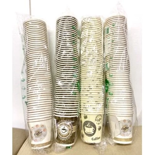 แก้วกระดาษเคลือบฟิล์ม ไม่บาง(6.5-22oz)ขาว,ลาย(50ใบ/แถว)