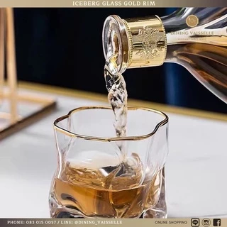 Dining Vaisselle - Crystal Iceberg แก้วน้ำขอบทอง ขนาด8.5x8.5cm ขาวใสดุจคริสตัล European Design
