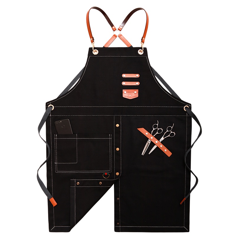 ชุดทำงาน  Apron Korean Fashion Cowboy Cafe Tea Shop Barber Men And Women Restaurant Work Clothes Custom Printed Logo - A #2