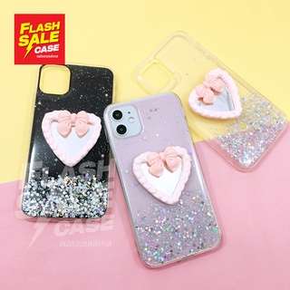 Samsung A03 A13(5G) A23 A53 A55 A93(5G) เคสมือถือ TPU เคลือบเจลกากเพชรกริตเตอร์ไล่สีติดกระจกหัวใจ