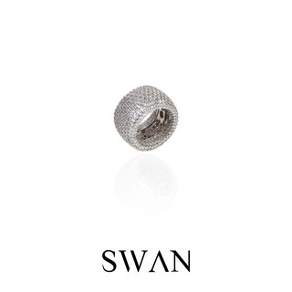 SWAN - Oversize Pave Ring แหวนเงินแท้  ฝังเพชรคิวบิกเซอร์โคเนีย cubic zirconia