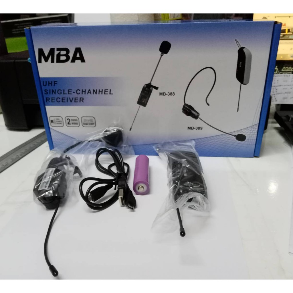 MBA ไมค์หนีบเสื้อ รุ่น MB-388 UHF WIRELESS Microphone U แท้ ไมค์โครโฟน ไมค์ไร้สาย ปรับความถี่ได้(สาม