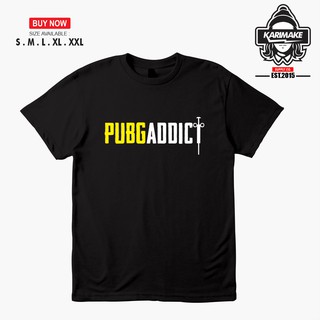 เสื้อยืดผ้าฝ้ายพิมพ์ลายแฟชั่น เสื้อยืด พิมพ์ลายเกม Pubg Addict