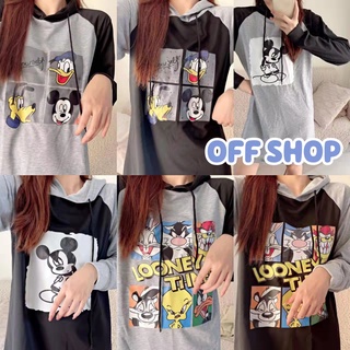 OFF SHOP พร้อมส่ง(OFF-DX--Hoodie)ชุดเดสไหมพรมแขนยาว มีฮุ้ดลายการ์ตูนน่ารัก 05