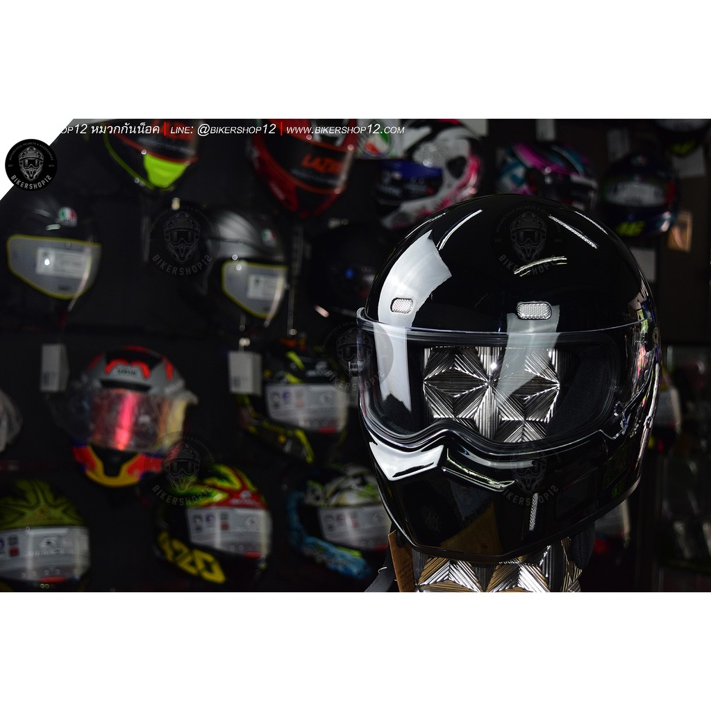 หมวกกันน็อคคลาสสิกวินเทจCrg รุ่นATV1 สี ดำเงา แนวรถ  harley triumph vespa stallion – โปรปัง