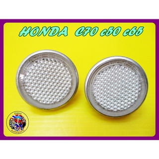 ทับทิมตะเกียบหน้า   สีขาว 2 ชิ้น  อลู   - HONDA  C70 c50 c65 Front Fork Reflector White Aluminium Set