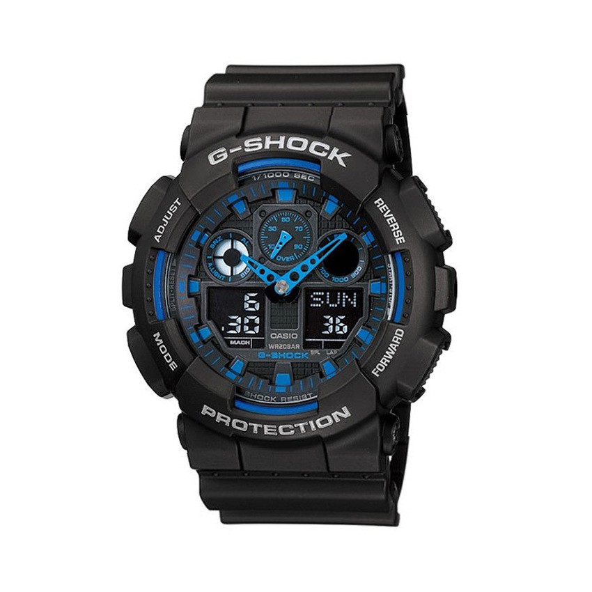 Casio G-shock นาฬิกาข้อมือผู้ชาย สายเรเซิ่น รุ่น GA-100-1A2DR - Black