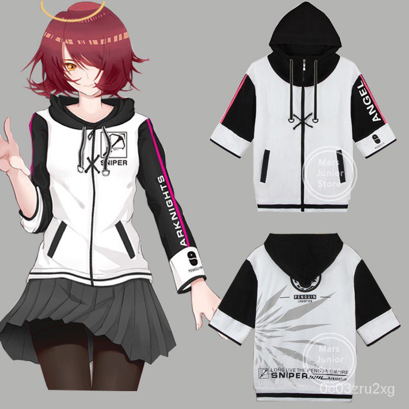 Ready Stock Anime Cartoon Arknights EXUSIAI Cosplay Short Long Sleeve Hoodies Outwear Hooded Fashion