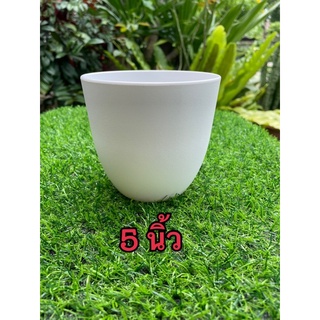กระถางพลาสติกไข่ขนาด5นิ้วสีขาว