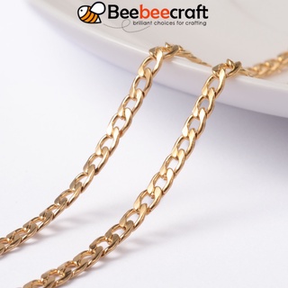 Beebeecraft สายโซ่สเตนเลส 304 ชุบสุญญากาศ 5x3x0.8 มม. ยาว 1 ม. สีทอง