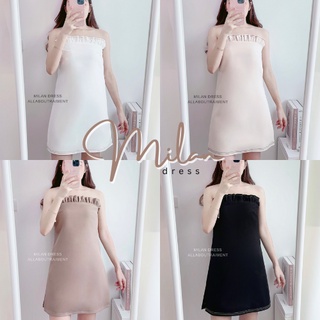 ALLABOUTRAIMENT-MILAN DRESS ใส่โค้ดALLABU9’ลดเหลือ435มินิเดรสเกาะอก เดินเส้นด้ายสีตัด