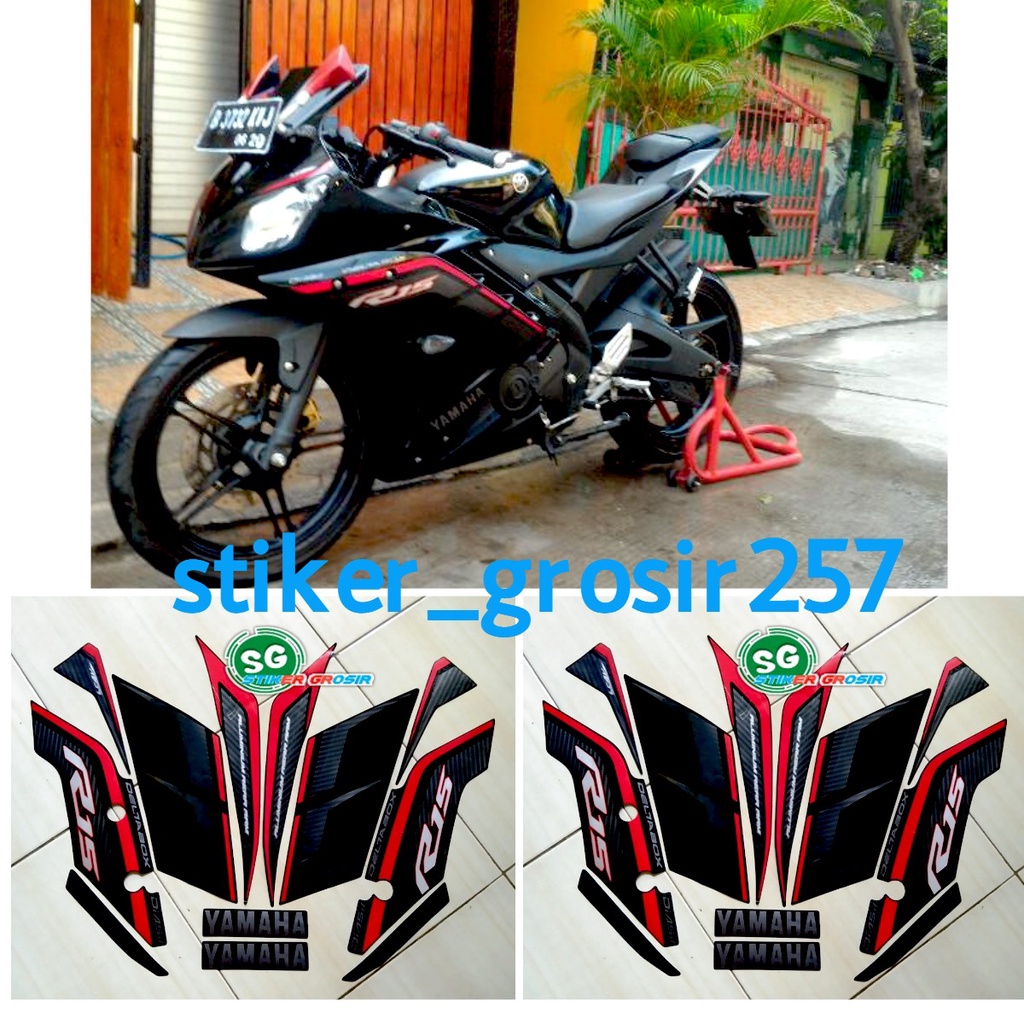 Hitam Yamaha R15 V2 2014 2015 รถจักรยานยนต์ Body Trim Striping สติกเกอร์สีดํา