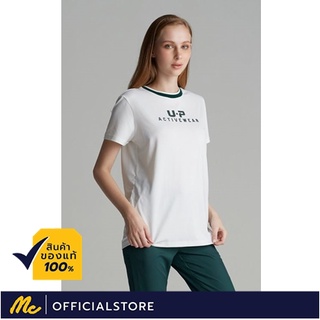 Mc Jeans เสื้อยืดสีขาว U-P The Camp พิมพ์ลายนูนสีเขียวกลางอก FWT5065