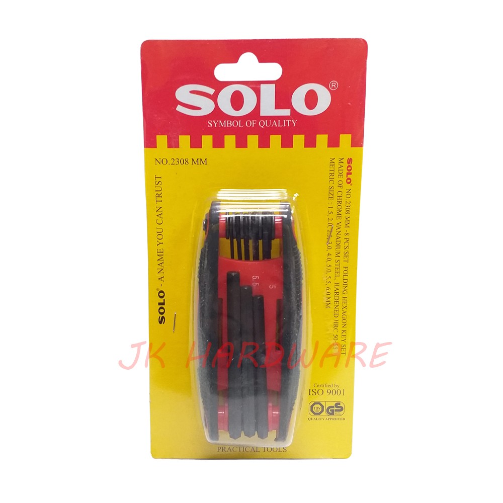 ประแจหกเหลี่ยมพับได้ 8 ชิ้น SOLO No.2308 MM