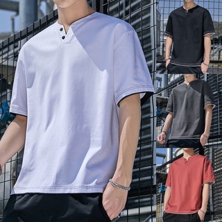 เสื้อยืดโปโล แขนสั้น คอวี สําหรับผู้ชาย ไซซ์ M - 5XL