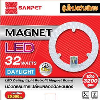 [ใหม่] LED กลม SANPET แผงไฟแอลอีดี magnet 32 วัตต์ แสงขาว LED Magnetic Circular Lamp 32 watt Daylight สว่างพิเศษ