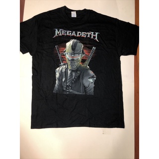 เสื้อยืดผ้าฝ้าย พิมพ์ลายกราฟฟิค Megadeth Concert Tour สีดํา สองด้าน ไม่มีแท็ก GPoagp91GAnhnk67Size S-5XL