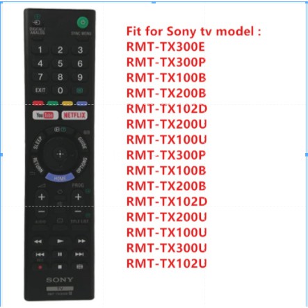 Sony RMT-TX300E Netflix Bravia สมาร์ททีวี 4K HDR Ultra HD Android รีโมทคอนโทรลสําหรับ RMT-TX300P RMT